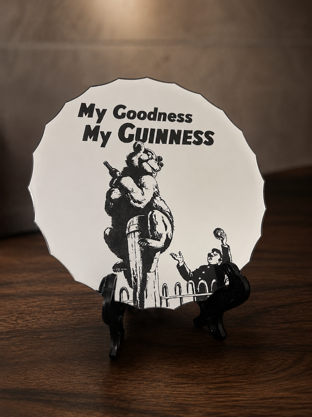 My Goodness My Guinness Engraved Mirror Art Bear Variant