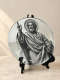 Engraved Design of St. Peter Mirror Plaque | Irish Handmade Religious Glass Art