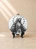 Engraved Design of Our Lady Mary Mirror Plaque | Irish Handmade Religious Glass Art